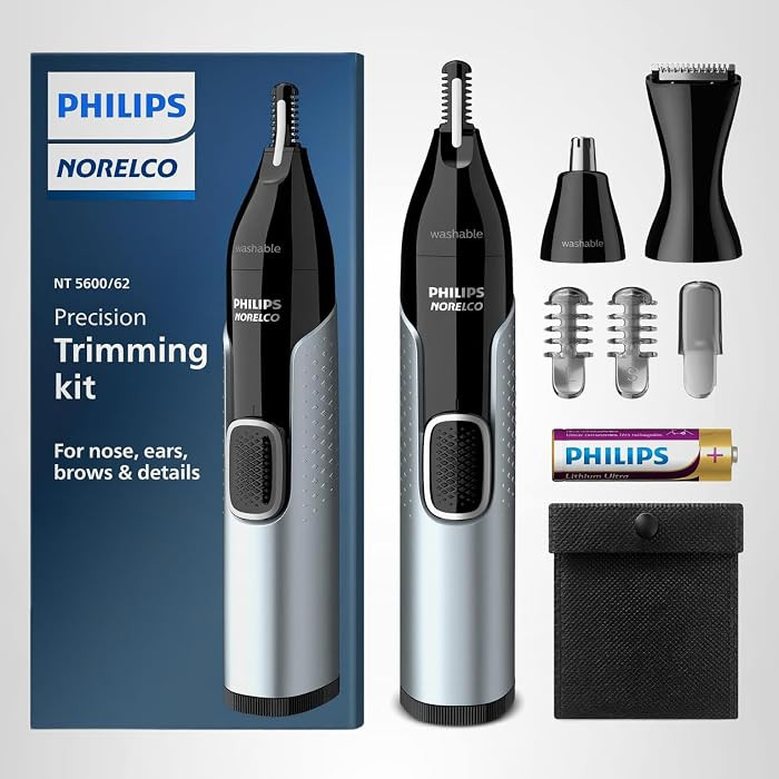Norelco Philips Nose Trimmer 5000 for Nose, Ears, Eyebrows Trimming Kit, NT5600/62 | Amazon (US)