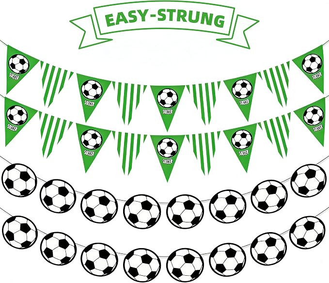 Game Time Soccer Party Decorations Banner \u2013 Easy-Strung Garland, No DIY Soccer Party Decorat... | Amazon (US)