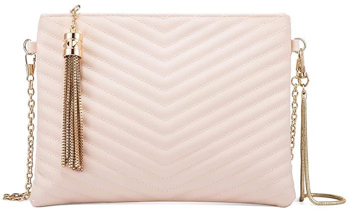 Women Clutch Purse Crossbody Evening Bags with Faux Leather Chain Wristlet Strap | Amazon (US)