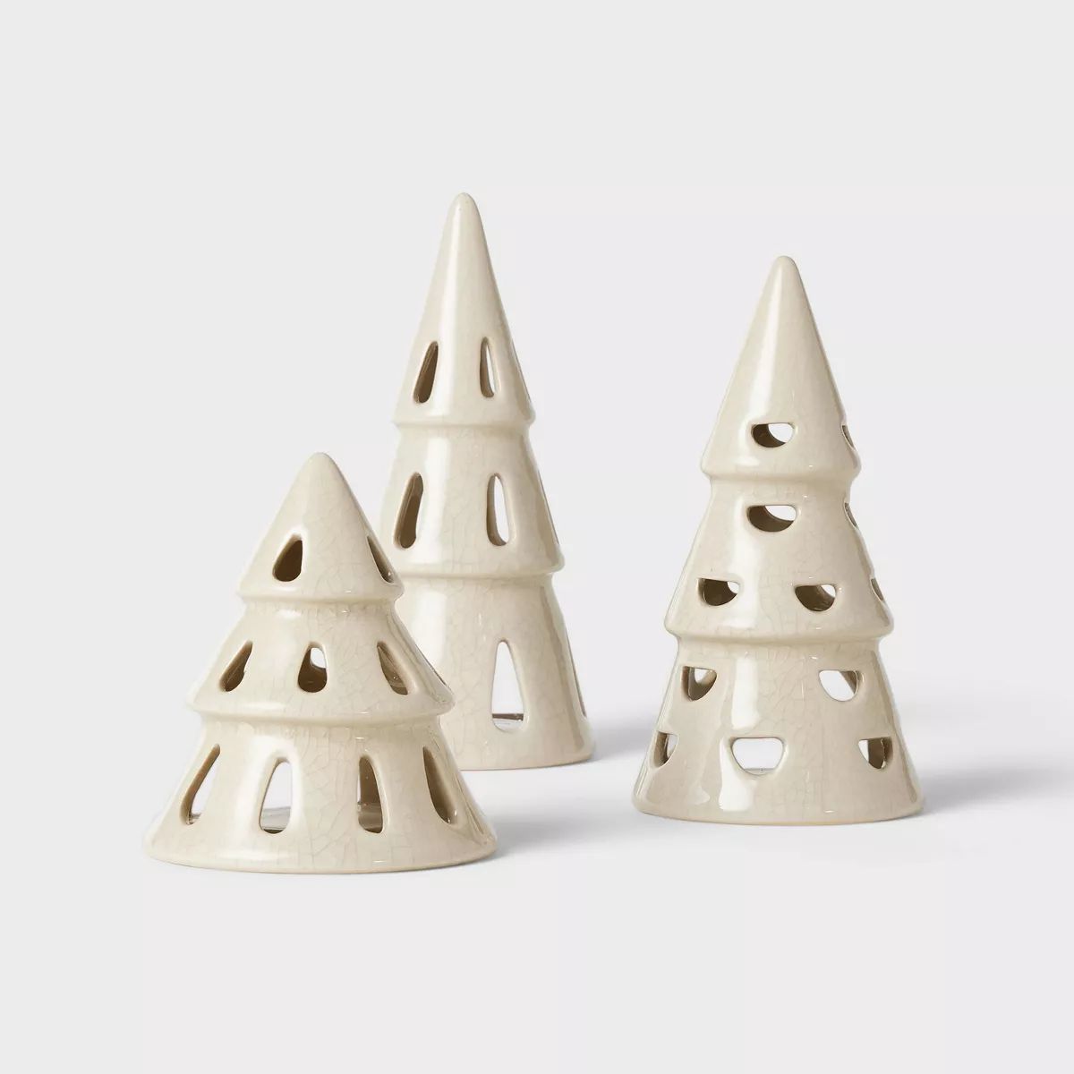 3pc Ceramic Tree LED Tea Light Holder Set - Threshold™ designed with Studio McGee | Target