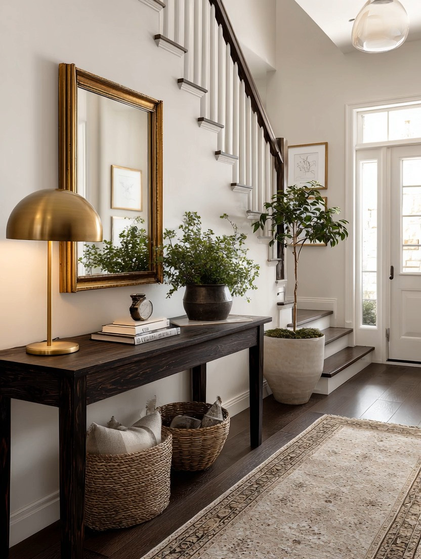 This is what happens when California warmth meets timeless New York elegance.

Modern luxury homes are moving away from cold minimalism and toward spaces that feel warm, layered, grounded, and intentional. And one of the easiest places to create that feeling is your console table styling.

The foundation starts with a rich walnut-toned console table. Dark polished wood instantly adds depth and grounding energy to a home. Then comes the balance: gold accents.

A gold framed mirror paired with a modern dome lamp creates warmth, elegance, and softness while still keeping the space minimal and clean. The mirror reflects light and visually doubles the space, while the modern lamp adds that perfect “old meets new” contrast designers are leaning into in 2026.

That is the secret to modern elegant homes right now.
Not overly traditional.
Not ultra futuristic.
A thoughtful mix of timeless pieces with modern silhouettes.

And finally, the oversized plant in the corner brings the entire entryway to life naturally.

From there, you can personalize the styling however you want — coffee table books, candles, woven baskets, sculptural decor, or collected pieces that reflect your personality. But the true foundation remains the same:
A grounding console table, a gold framed mirror, and a statement lamp.

Shop our curated edit of walnut console tables, gold framed mirrors, modern dome lamps, and oversized indoor plants to recreate this warm luxury entryway at home.

#WarmMinimalism #ConsoleTableDecor #LuxuryEntryway #ModernHomeDecor #InteriorDesign #ElegantLiving #GoldAccents #HomeStyling 

 #LTKHome