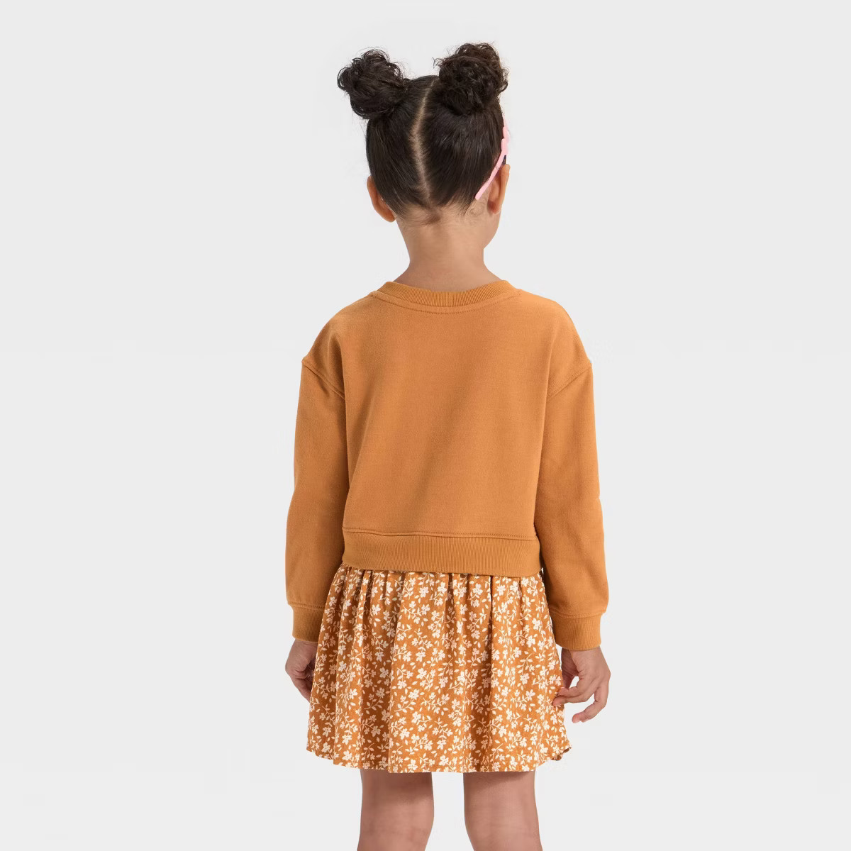 Toddler Girls' French Terry Woven Dress - Cat & Jack™ Dark Mustard Yellow 5T | Target