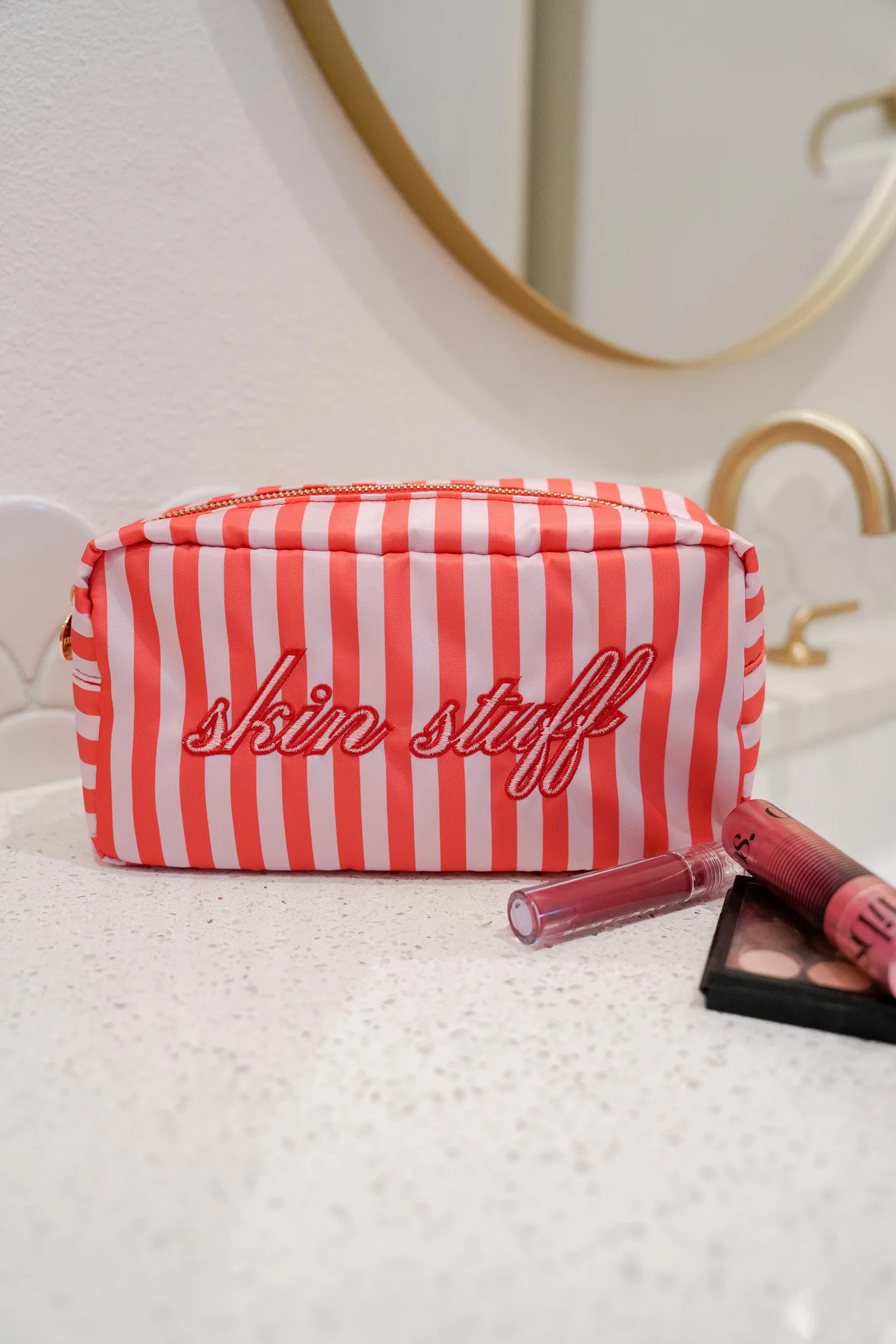 Skin Stuff - Pink & Red Stripes Large Bag | KenzKustomz