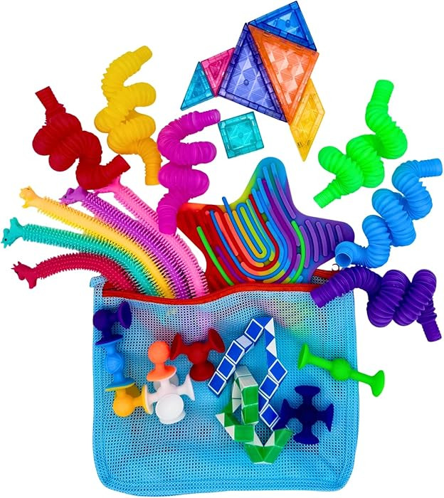 Travel Fidget Toy Set for Kids 31Pcs Sensory Kit for Stress Relief Creativity Mess Free Screen Fr... | Amazon (US)