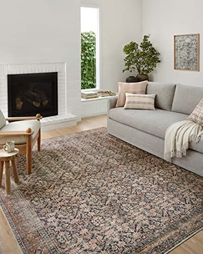 Amber Lewis x Loloi Billie Collection BIL-01 Ink / Salmon 2'3" x 3'9" Accent Rug | Amazon (US)