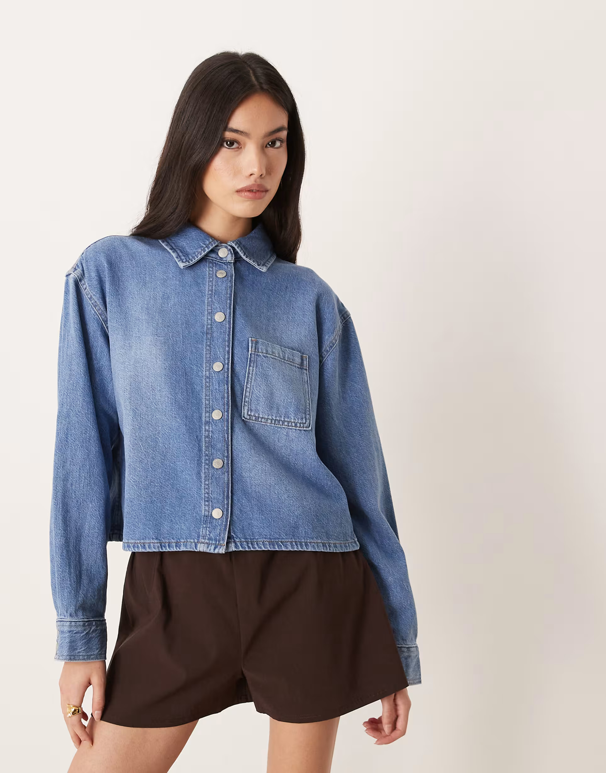 Nobody's Child - Holywell - Chemise en jean coupe carrée - Bleu | ASOS (Global)
