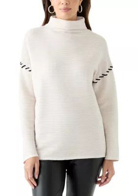 T TAHARI Women's Whipstitch Sweater, Sand, XS | Belk