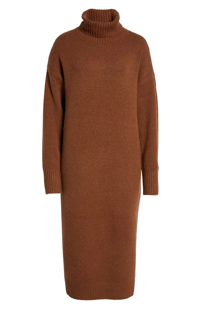 Long Sleeve Turtleneck Cotton & Wool Blend Sweater Dress | Nordstrom