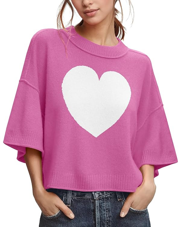 ZDC Women's Oversized Sweaters Summer 3/4 Sleeve Casual Cropped Tops Lightweight Loose Fit Knit P... | Amazon (US)