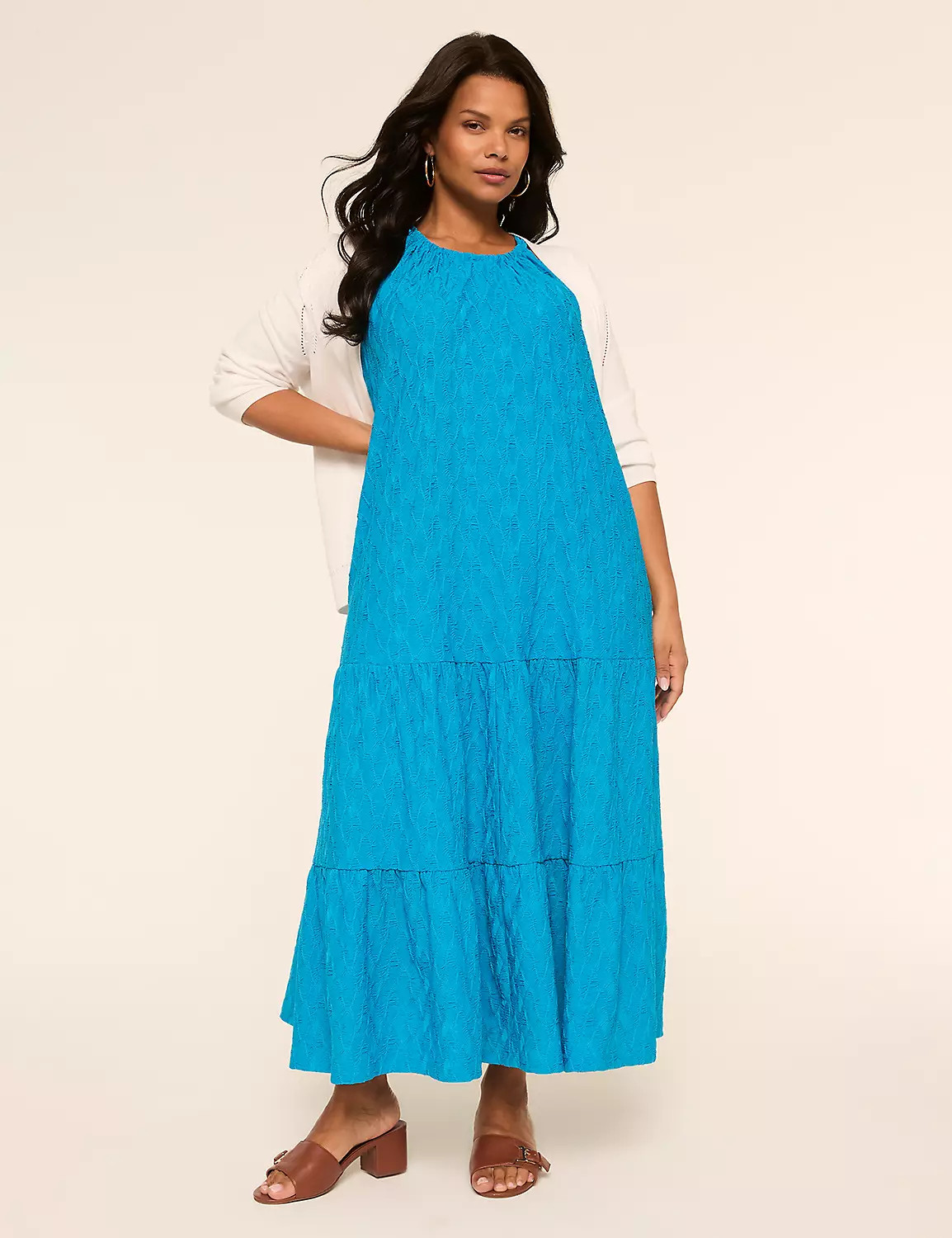 Halter Tie-Neck Tiered Maxi Dress | Lane Bryant (US)