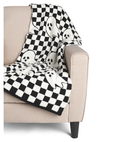 Oversized Cotton Blend Checkerboard Ghost Throw | TJ Maxx