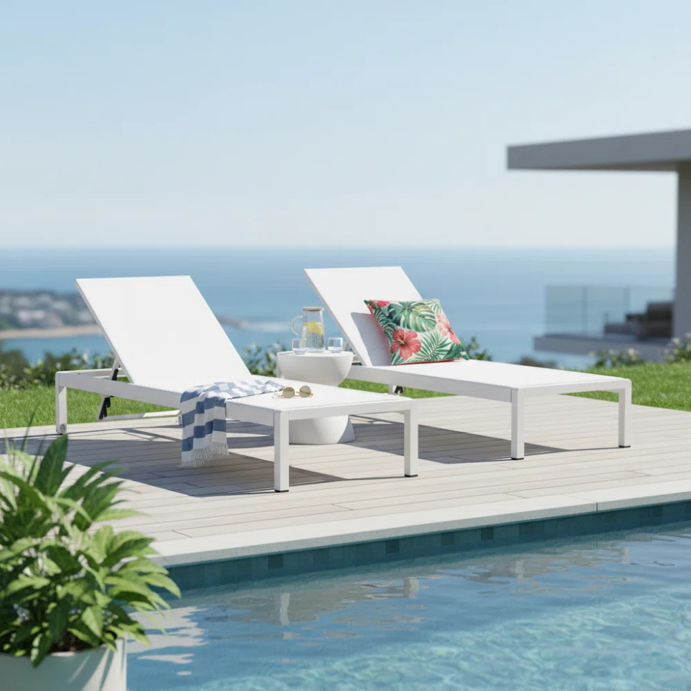 Caggiano 77.56'' Long Reclining Chaise Lounges (Set of 2) | Wayfair North America