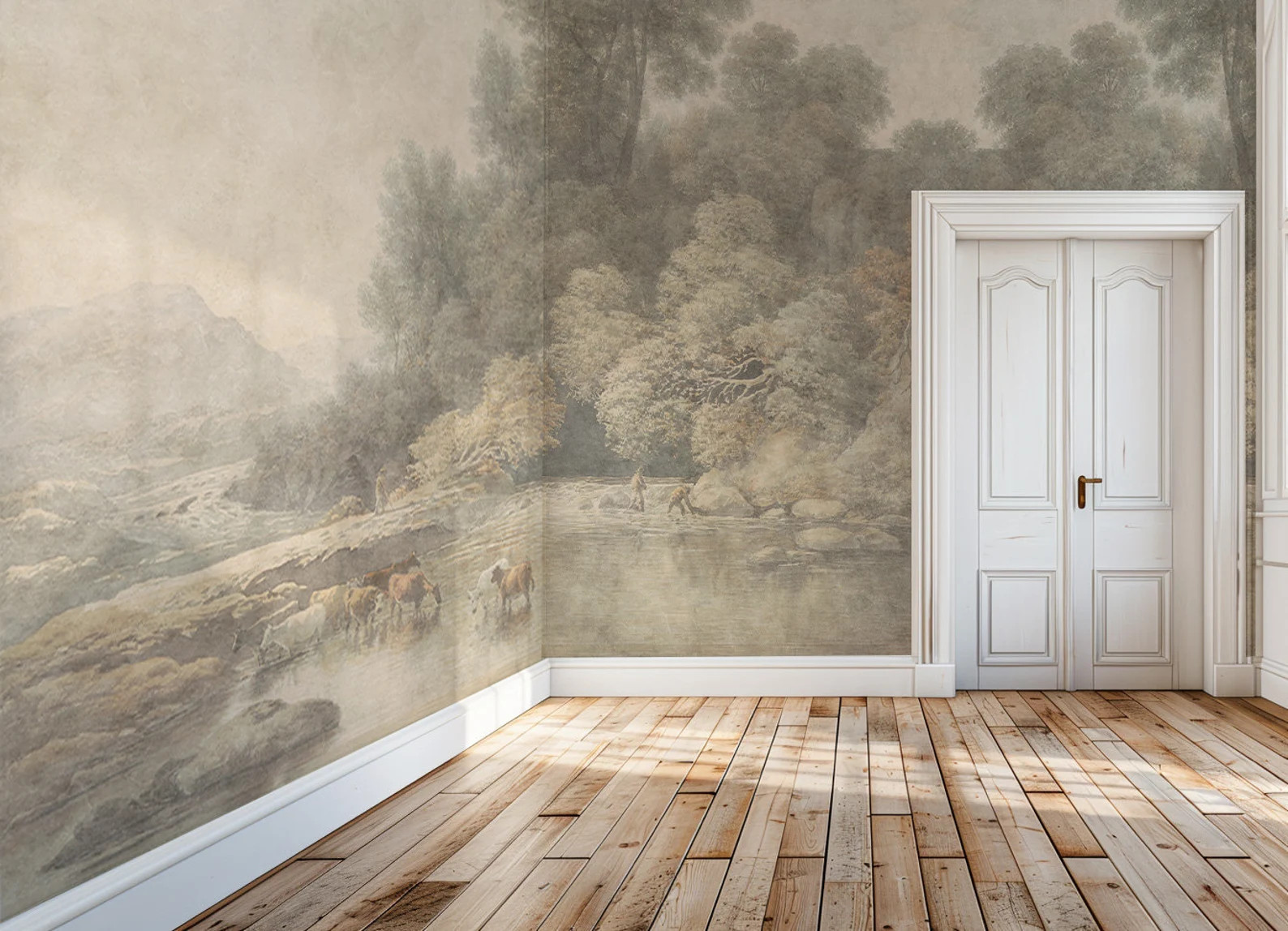 Countryside Wall Mural, Landscape Wallpaper. Peel and Stick or Regular Vinyl Rustic Wall Decor. S... | Etsy (US)