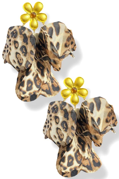What A Moment Leopard Fabric Flower Earrings | The Willow Tree