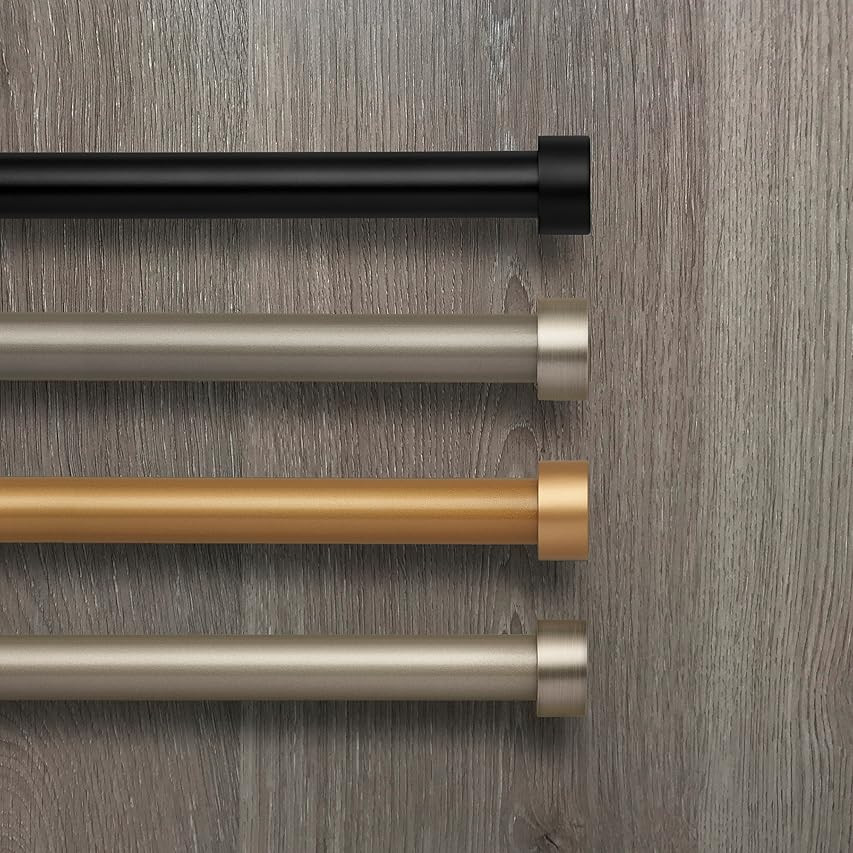 Ivilon Drapery Window Curtain Rod - End Cap Style Design 1 Inch Pole. 28 to 48 Inch Color Black | Amazon (US)