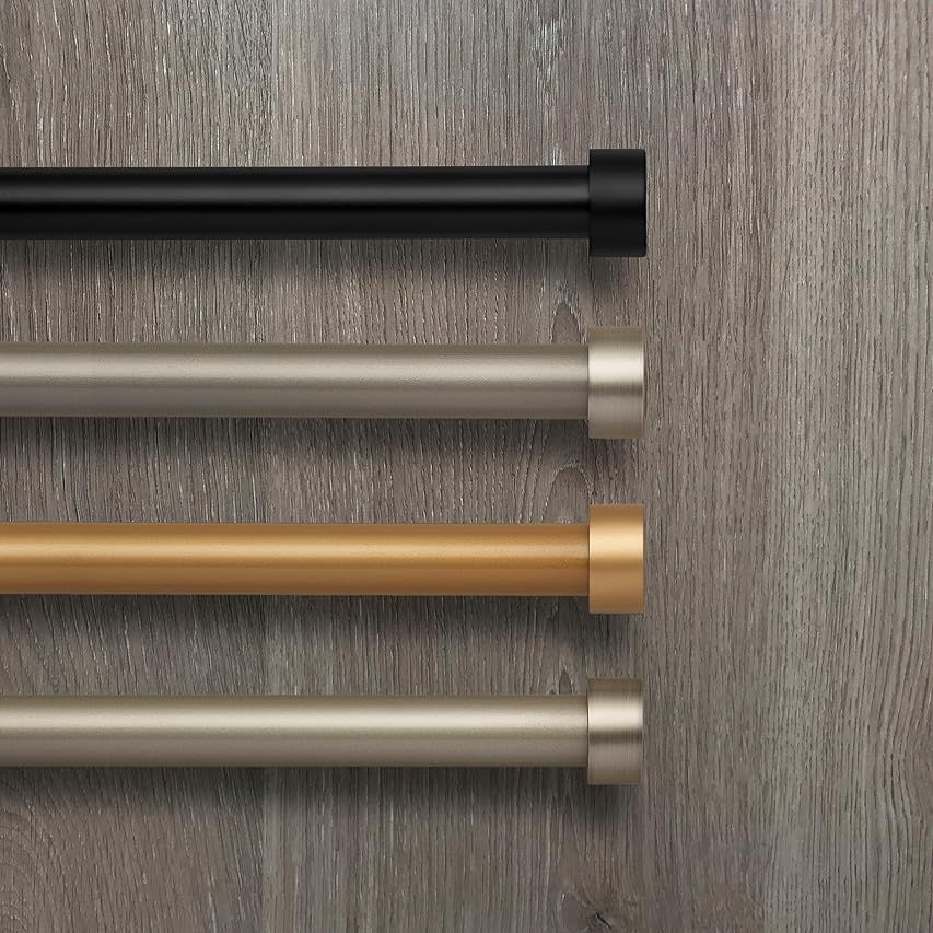 Ivilon Drapery Window Curtain Rod - End Cap Style Design 1 Inch Pole. 28 to 48 Inch Color Black | Amazon (US)