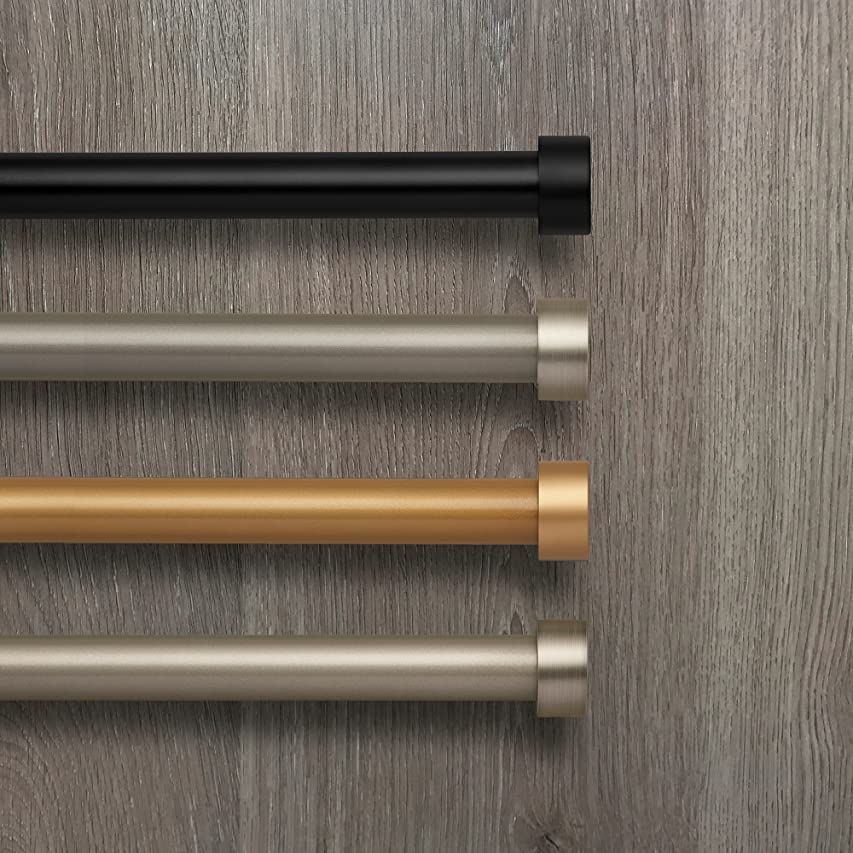 Ivilon Drapery Window Curtain Rod - End Cap Style Design 1 Inch Pole. 48 to 86 Inch Color Black | Amazon (US)