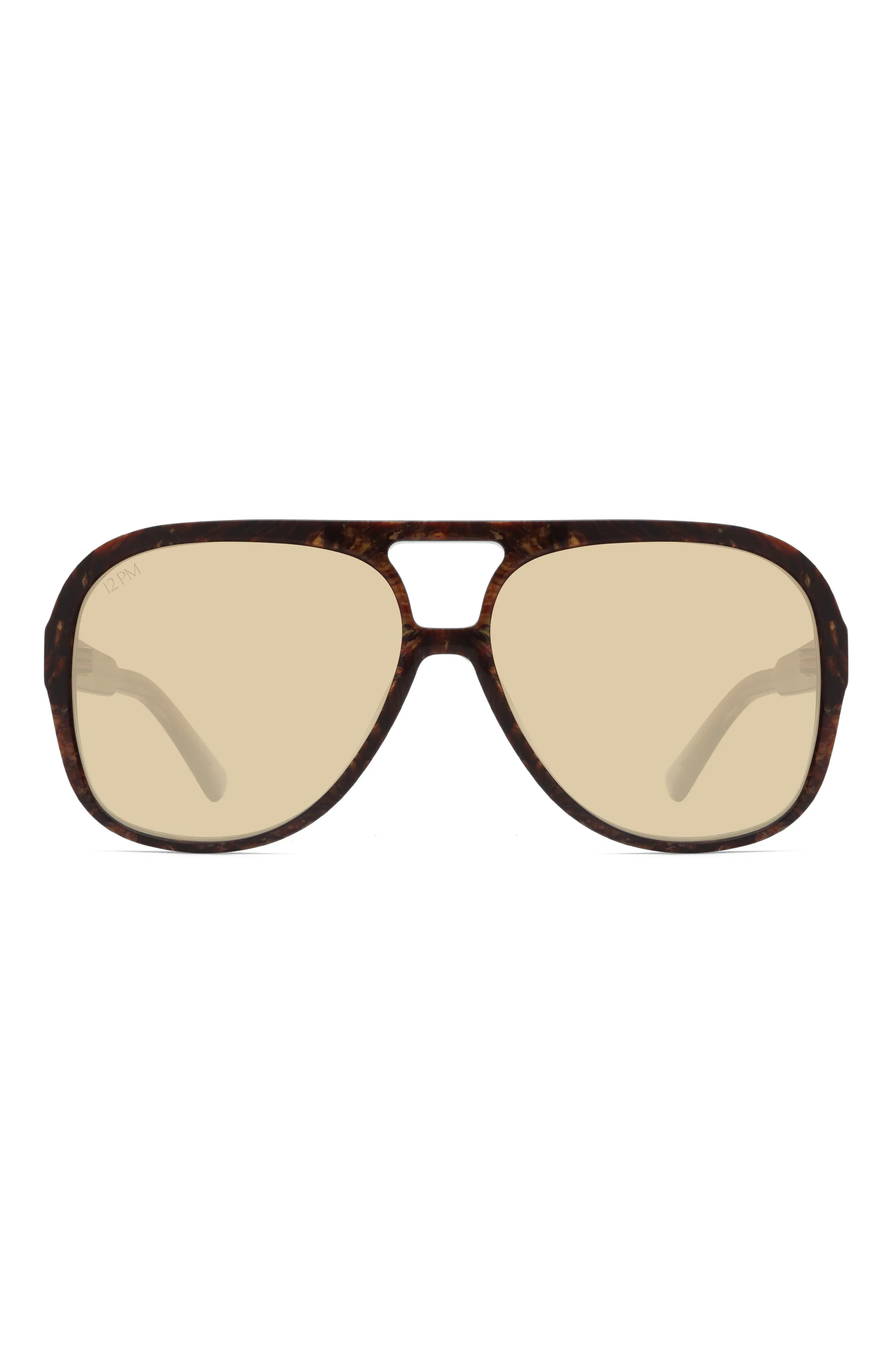 12PM STUDIOS Copenhagen Aviator Sunglasses in Demi/yellow at Nordstrom | Nordstrom