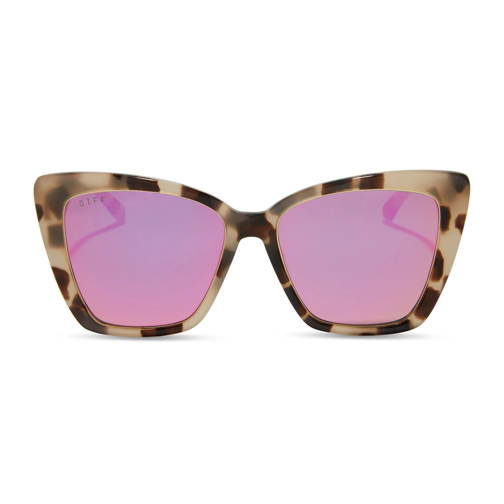 BECKY IV - CREAM TORTOISE + PINK MIRROR SUNGLASSES | DIFF Eyewear