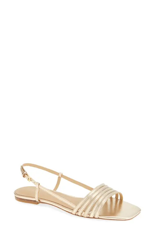 Reformation Millie Lattice Flat Sandal in Gold at Nordstrom, Size 7.5 | Nordstrom