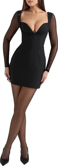 Angelie Structured Long Sleeve Minidress | Nordstrom