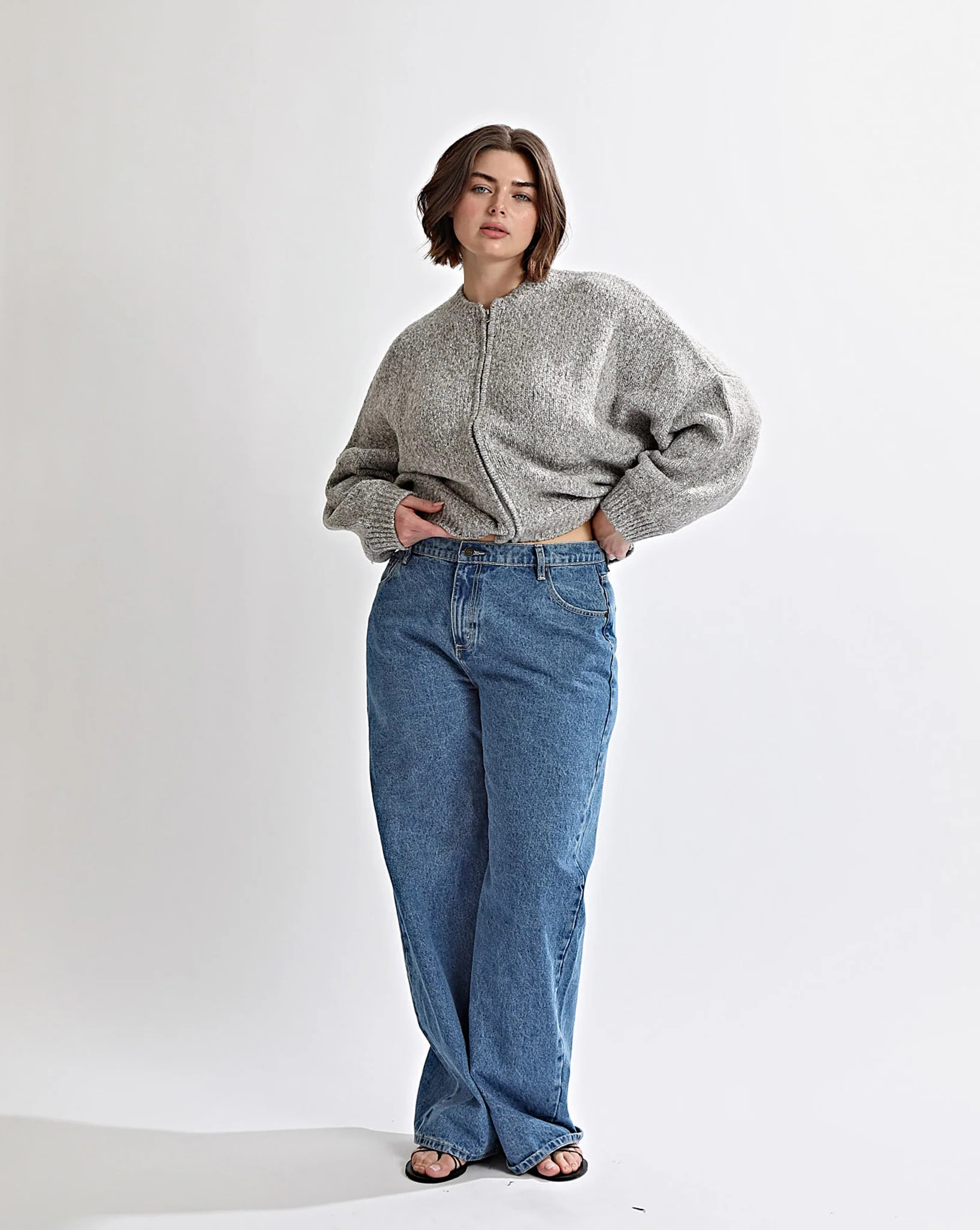 Elliot Knit Zip Jumper Grey Marl | One Mile