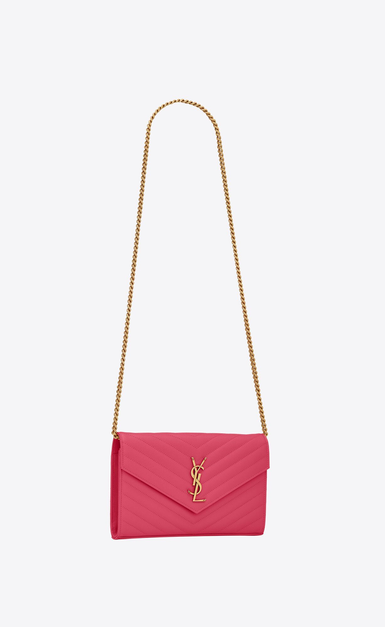 cassandre saint laurent matelassé chain wallet in grain de poudre embossed leather | Saint Laurent Inc. (Global)