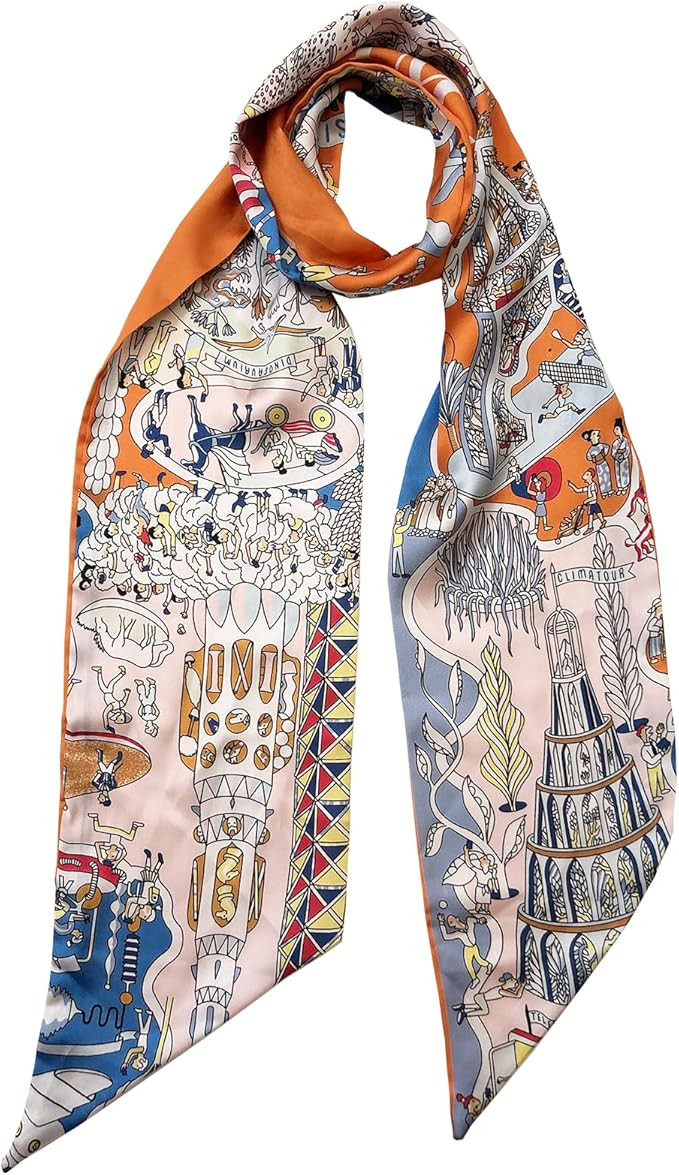 59" Long Silk Head Scarf for Women Neck Scarf Belt Satin Scarf for Hair Lightweight Purse Scarf | Amazon (US)