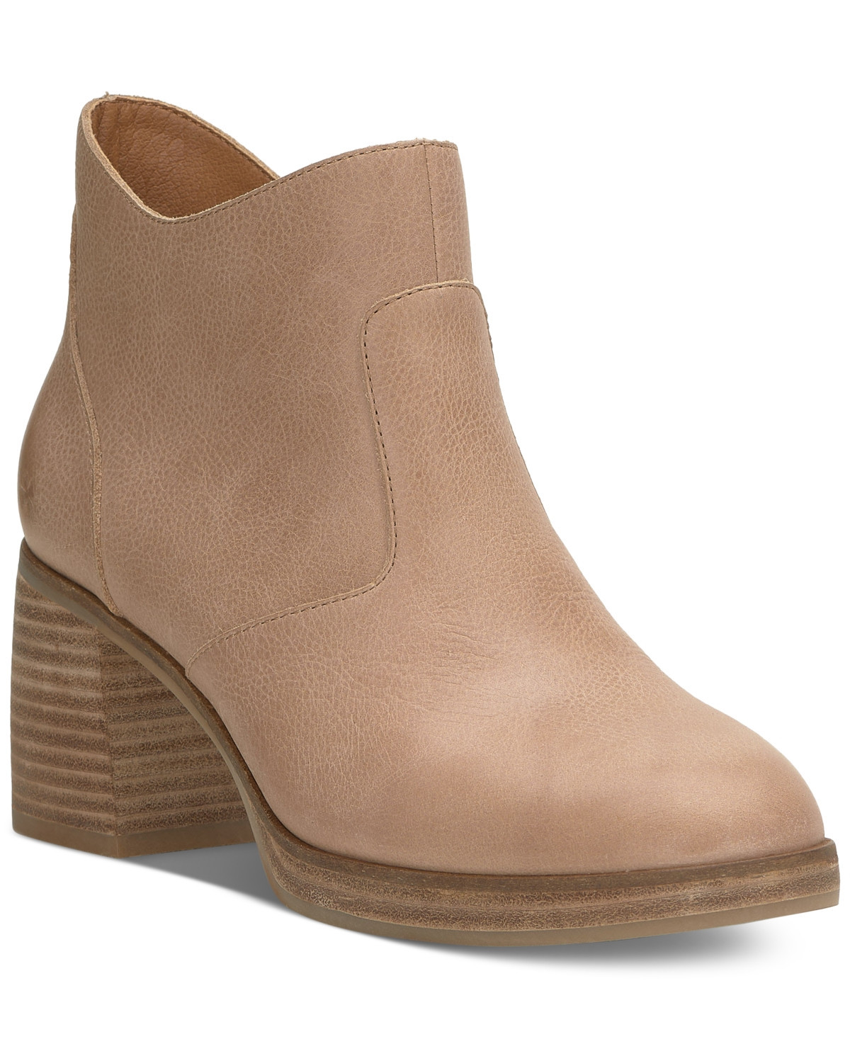 Lucky Brand Women's Quinlee Block-Heel Ankle Booties - Dusty Sand Leather | Macy's