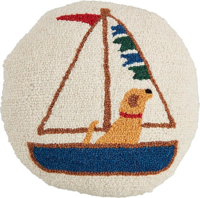 Mud Pie Sailboat Hook Wool Pillow, Sailboar | Amazon (US)