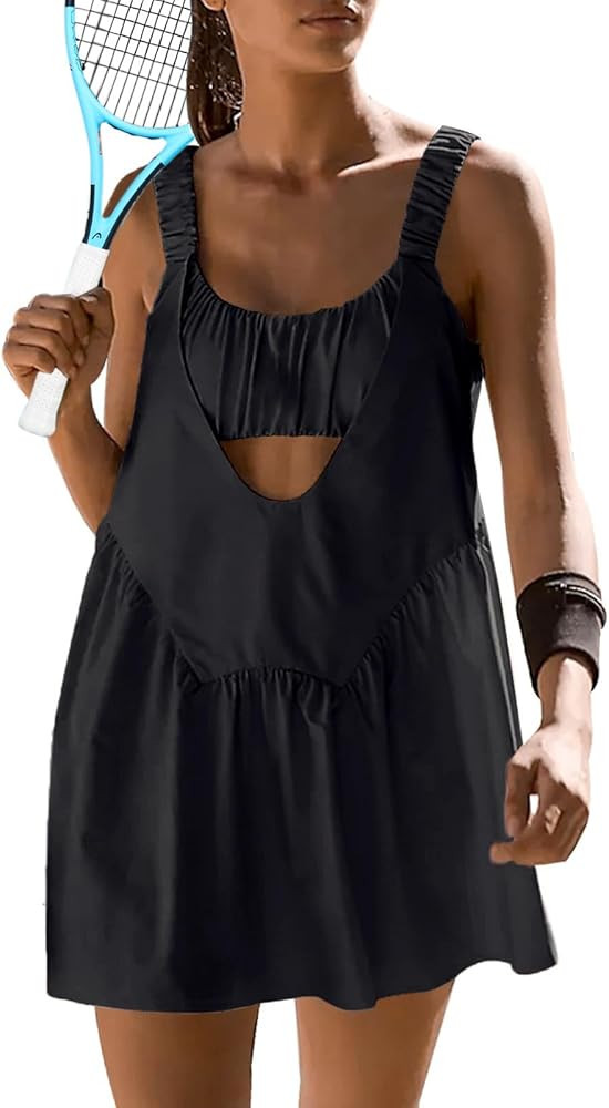 Sexyasasii Women Tennis Dress with Built in Shorts and Bra Sleeveless Casual Backless Golf Dress ... | Amazon (US)