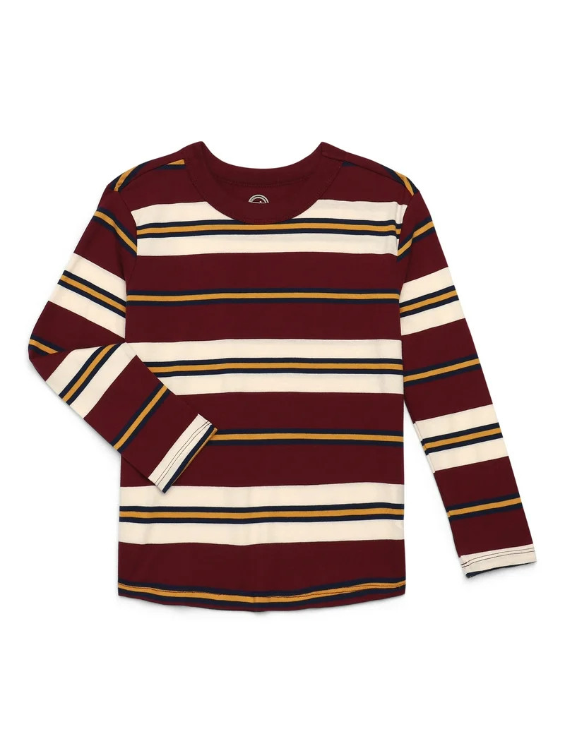 Wonder Nation Boys' Long Sleeve Stripe Tee, Sizes 4–18 & Husky | Walmart (US)