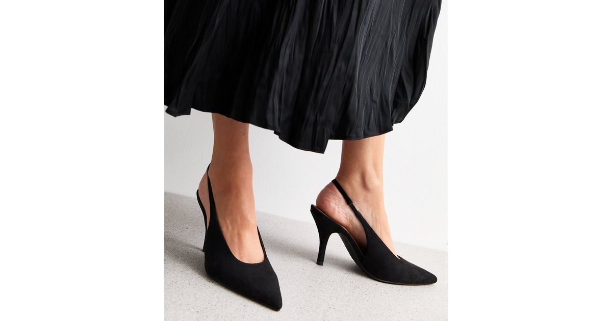 Black Suedette Slingback Stiletto Heel Court Shoes
						
						Add to Saved Items
						Remove f... | New Look (UK)