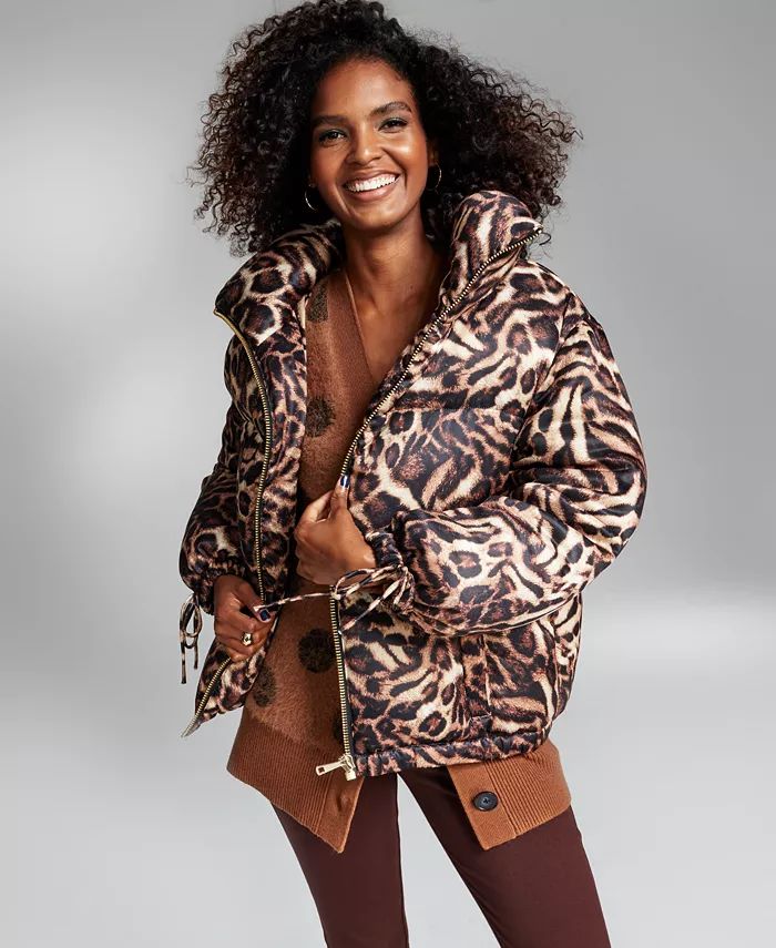 INC International Concepts Ade Samuel for INC Women's Animal-Print Tie-Cuff Puffer Jacket, Create... | Macys (US)