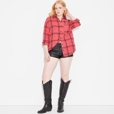 Women's Long Sleeve Oversized Flannel Button-Down Shirt - Wild Fable™ | Target