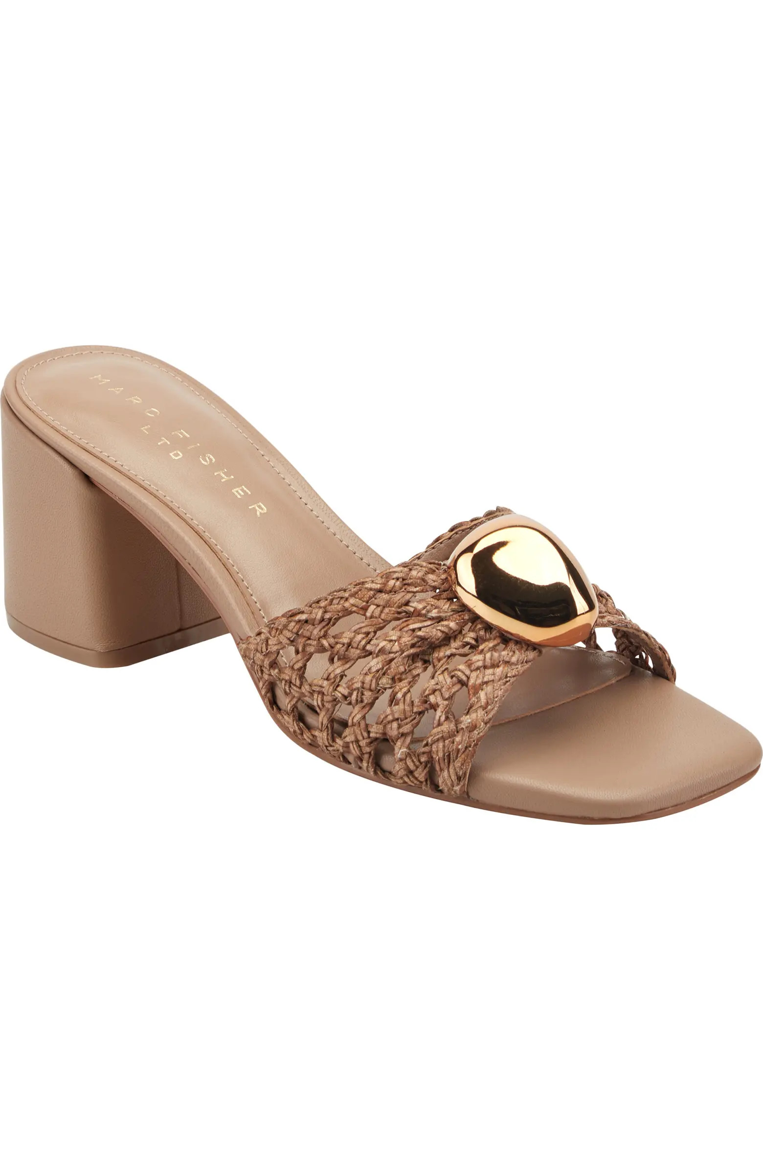 Marc Fisher LTD Farrel Embellished Square Toe Slide Sandal (Women) | Nordstrom | Nordstrom