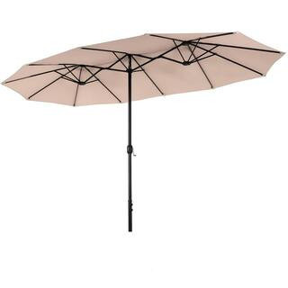 13 ft. Market No Weights Patio Umbrella 2-Side in Beige | The Home Depot