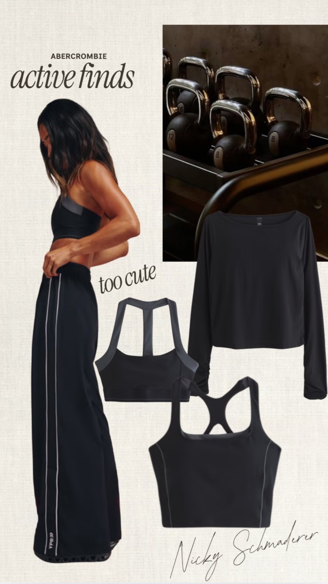 @abercrombie active finds // wide leg active pants 
Sports bra 
Long sleeve active

#LTKdayinmylife #LTKmorningroutine #LTKActive