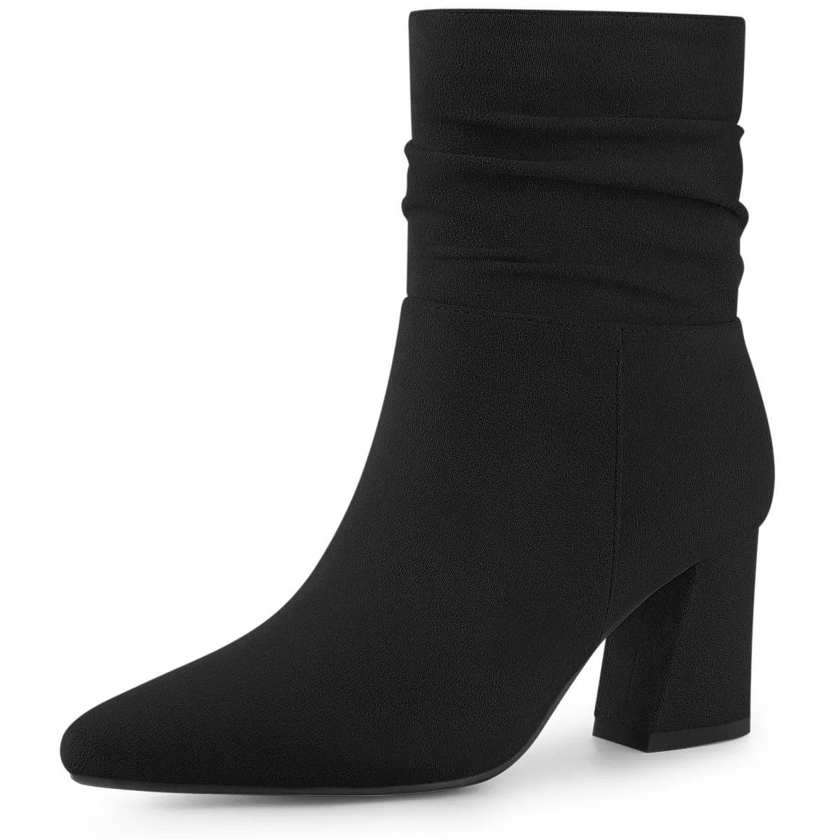 Allegra K Women's Pointy Closed Toe Size Zipper Chunky Heel Ankle Boots Black 8 | Target