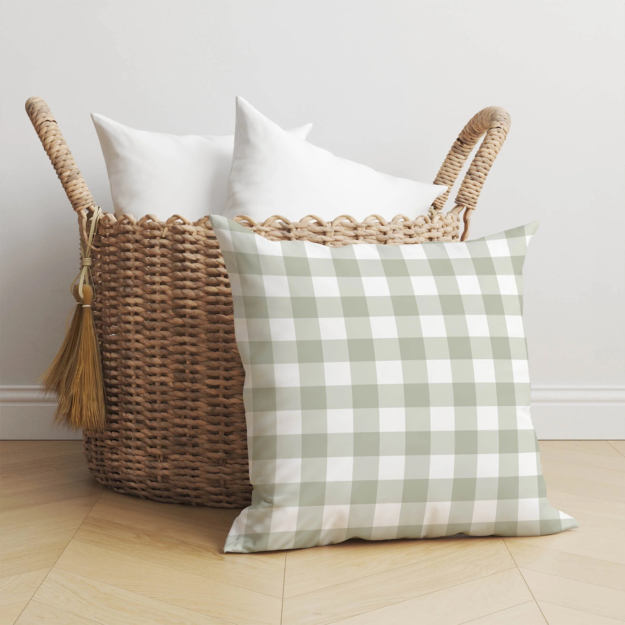 Proper Gingham Light Green Throw Pillow | Walmart (US)