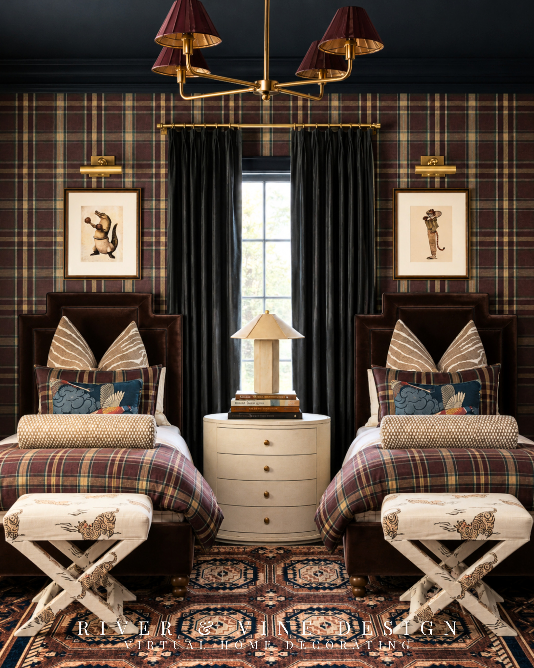 Have you ever bought the bedding, furniture, and decor—only for the room to still feel like a pile of separate purchases?

The fix isn’t buying more. In this heritage-inspired kids room, the plaid wallpaper becomes the color map: burgundy, navy, camel, and cream repeat across the bedding, rug, pillows, and lighting. Every piece feels connected without looking like it came from a matching set.

To recreate this collected look, choose one pattern you love first, then pull two or three colors from it for the larger pieces. It makes shopping faster and removes the guesswork from deciding what will actually work together.

Would you use this much pattern in a kids room?

heritage inspired kids room, traditional twin bedroom ideas, plaid wallpaper bedroom, shared kids bedroom decor, layered kids bedding, classic kids room furniture, collected traditional decor, twin bedroom rug ideas

I may receive a commission from purchases made through my links.

#LTKHome #LTKKids