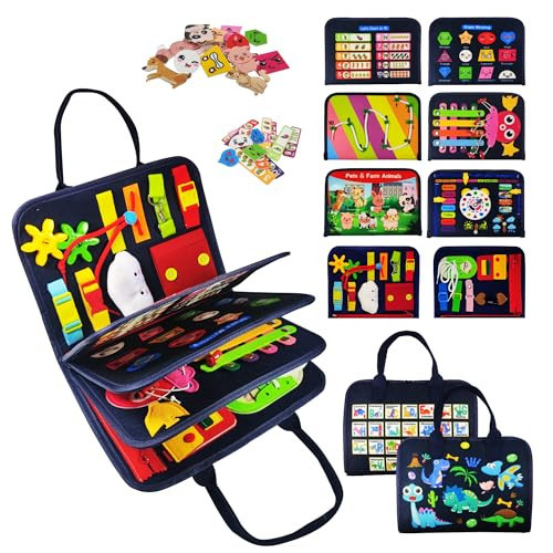 TenFans Busy Board - Montessori Toys for 1 2 3 4 Year Old - Sensory Toys for Toddlers 1-4 - Gifts for Boys Learning Fine Motor Skills - Educational Activities Travel Toys for Car Airplane | Amazon (US)