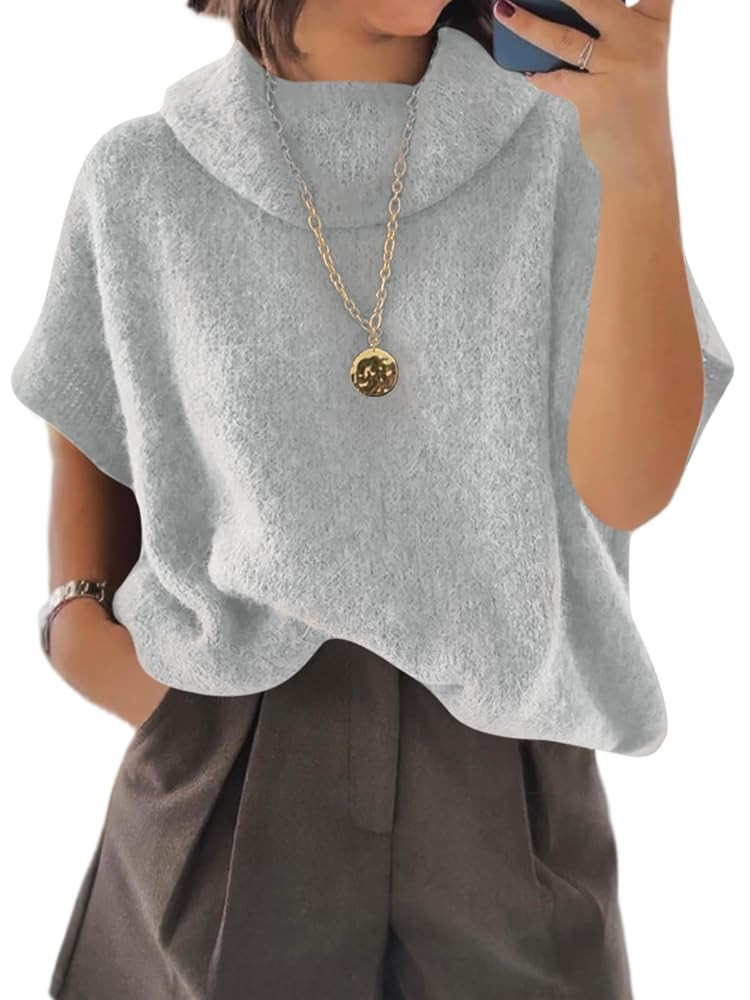 Cicy Bell Womens Oversized Turtleneck Knit Sweaters Short Batwing Sleeve Casual Slouchy Loose Fit... | Amazon (US)