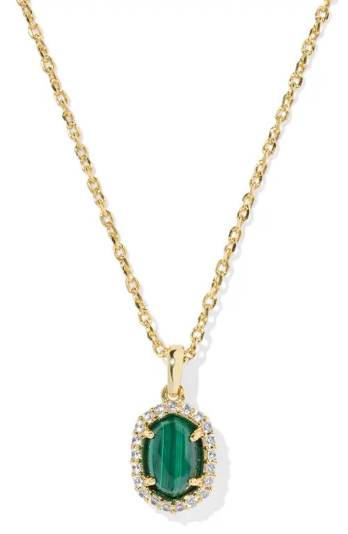 Kendra Scott Daphne Crystal Frame Pendant Necklace in Gold Green Malachite at Nordstrom | Nordstrom