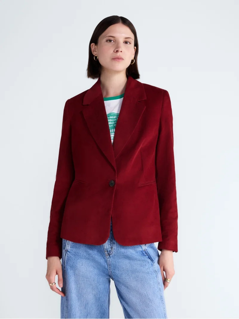 Free Assembly Women's and Women's Plus The Belmont Single Breasted Corduroy Blazer, Sizes XS-4X | Walmart (US)