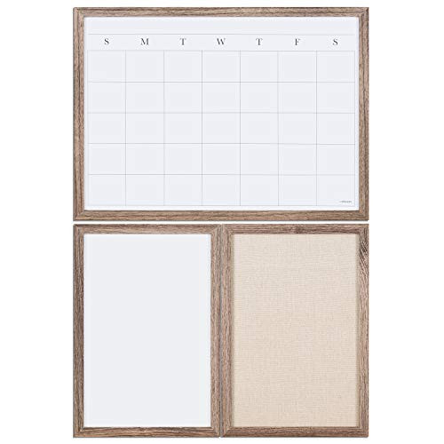 U Brands Organization Center Kit, Rustic Wood Frame, Includes Magnetic Dry Erase Calendar, Magnetic Whiteboard, Linen Bulletin Board, Along with 6 Pins, 4 Markers, and 4 Magnets (4835U00-01) | Amazon (US)