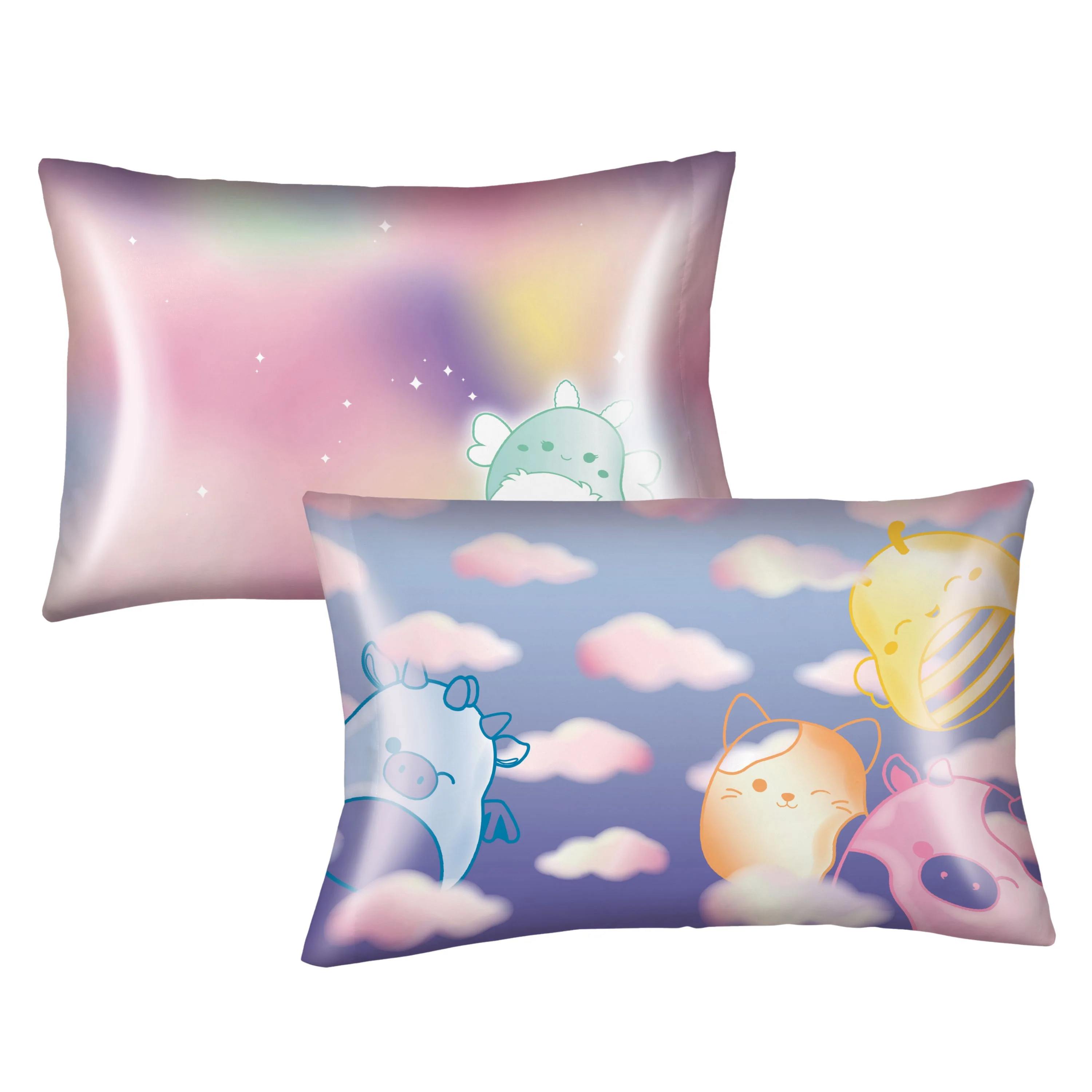 Squishmallows Blue Pink Reversible Silky Satin Pillowcase, Standard Size, 1-Pack | Walmart (US)