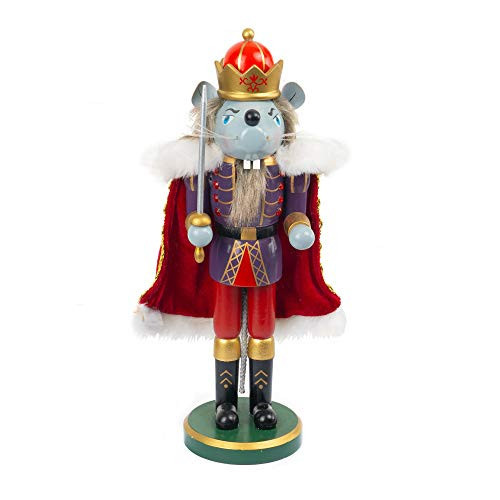 FUNPENY Christmas Decorative Nutcracker, Handmade Wooden Traditional Festive Collectible Nutcracker, Christmas Table Decorations Holiday Present (14 inch Mouse King) | Amazon (US)