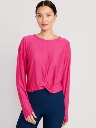 Cloud 94 Soft Long-Sleeve Twist-Front Cropped Top for Women | Old Navy (US)