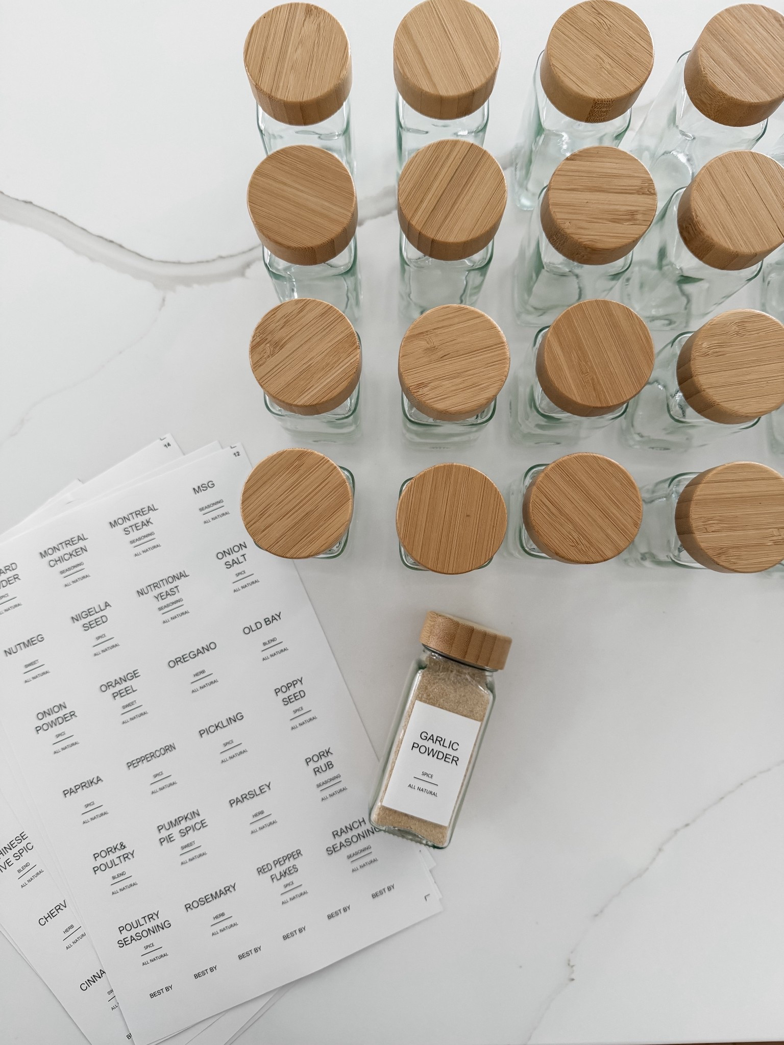 Kick-starting the new year by organizing my liiiiiife ✨ starting with my herbs + spices.

These Amazon glass jars with wood lids + premade labels are so cute and actually practical— airtight, easy to read, and they look pretty enough to leave out on the counter.

A small reset, but it feels like a fresh start 🤍
Tell me I’m not the only one who gets way too excited about spice organization?

#LTKsale #LTKstyletip #LTKhome